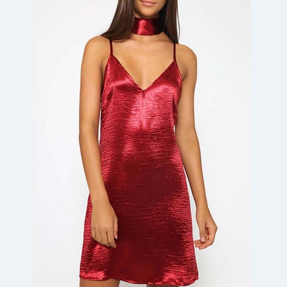 🌟🌟Sexy Light Bronze V Cut Silk Midi Dress🌟🌟 - Picture 5 of 8